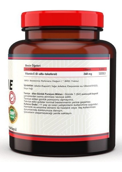 Vitamin E 100 Kapsül + Hap Kutusu