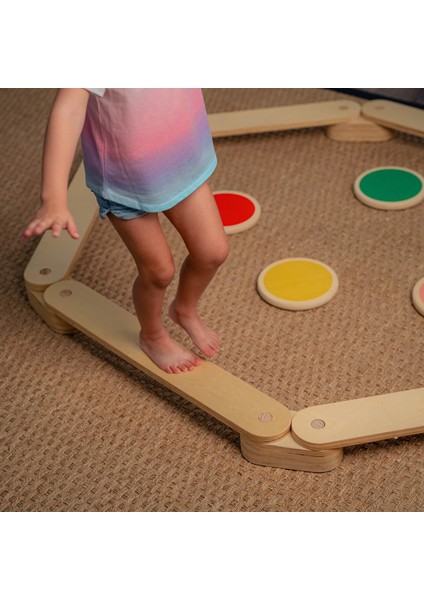 Montessori Ahşap Denge Kirişi, Denge Tahtası, Basamak Taşları, Aktivite Oyuncağı, Çocuk Oyuncak(4 Denge Kirişi+ 4 Denge Taşı)