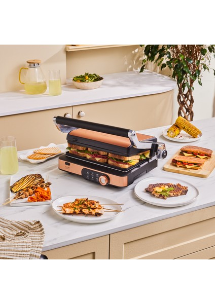 Gastro Gourmet Izgara ve Tost Makinesi Copper 2000 W 6 Dilim Kapasiteli