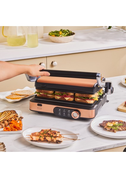 Gastro Gourmet Izgara ve Tost Makinesi Copper 2000 W 6 Dilim Kapasiteli