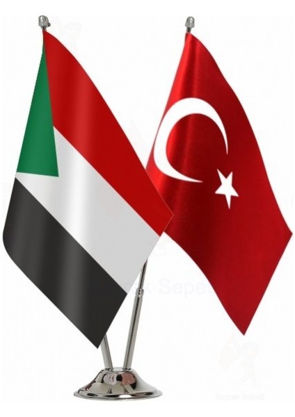 Sudan ve Türkiye Ikili Masa Bayrağı Seti