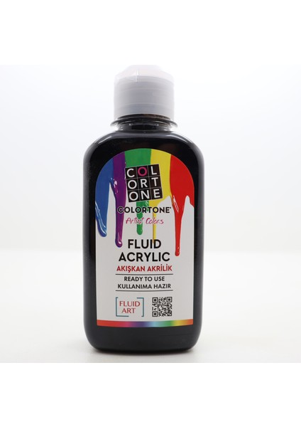 Sanat Boyaları Fluid Acrylic 150 ml (Siyah)