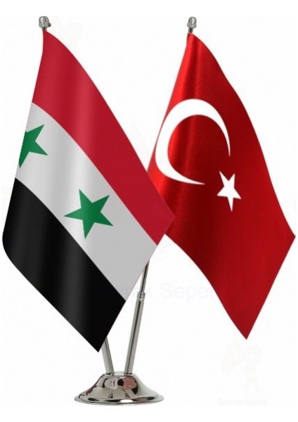 Suriye ve Türkiye Ikili Masa Bayrağı Seti