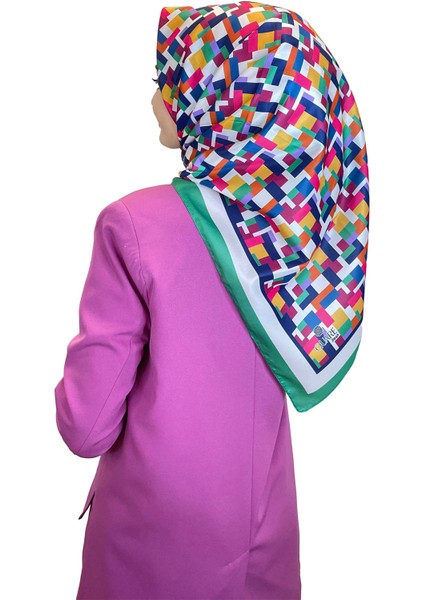 Shecarf Quare Rayon Eşarp - Desenli Avangard Eşarp - Dijital Baskı - Kadın Tesettür 01102