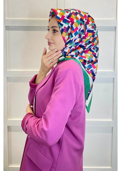 Shecarf Quare Rayon Eşarp - Desenli Avangard Eşarp - Dijital Baskı - Kadın Tesettür 01102 modelleri