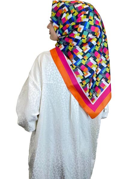 Shecarf Quare Rayon Eşarp - Desenli Avangard Eşarp - Dijital Baskı - Kadın Tesettür 01102