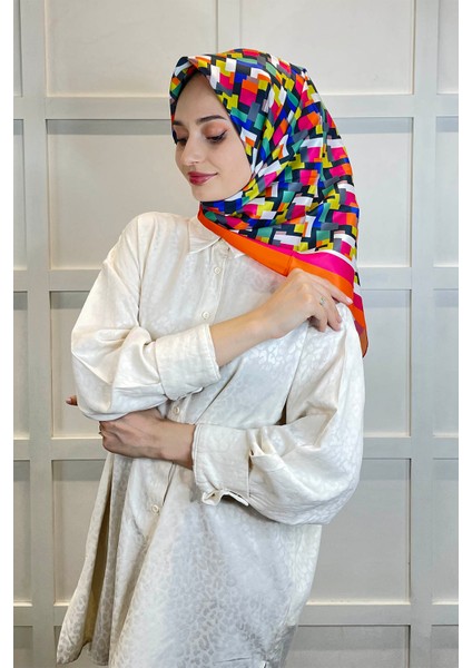 Shecarf Quare Rayon Eşarp - Desenli Avangard Eşarp - Dijital Baskı - Kadın Tesettür 01102 fiyatları