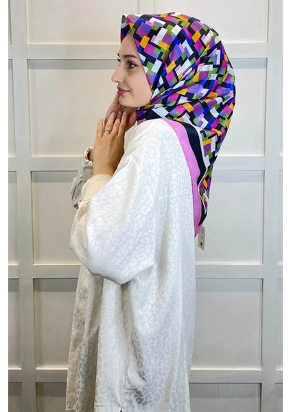 Shecarf Quare Rayon Eşarp - Desenli Avangard Eşarp - Dijital Baskı - Kadın Tesettür 01102 fiyatları
