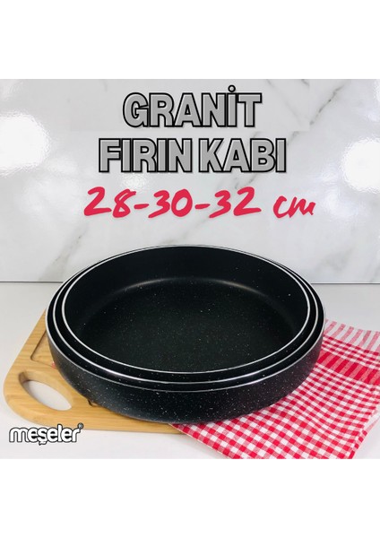 Granit Fırın Kabı Fırın Tepsisi 3 Lü Set 28 cm - 30 cm -32 cm