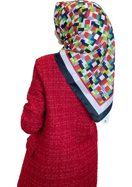 Shecarf Quare Rayon Eşarp - Desenli Avangard Eşarp - Dijital Baskı - Kadın Tesettür 01102