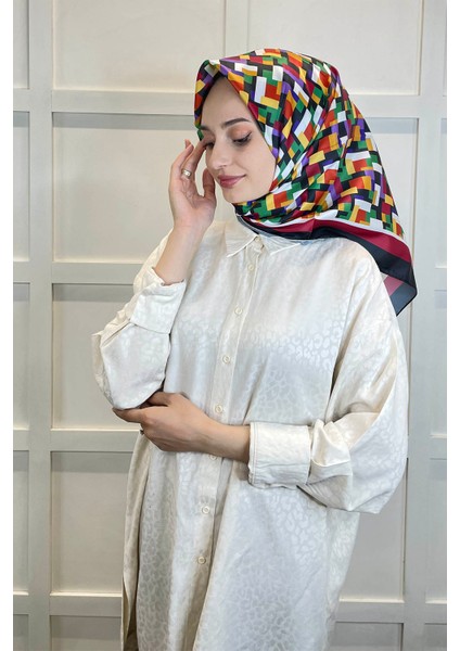 Shecarf Quare Rayon Eşarp - Desenli Avangard Eşarp - Dijital Baskı - Kadın Tesettür 01102 fiyatları