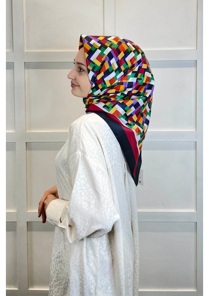 Shecarf Quare Rayon Eşarp - Desenli Avangard Eşarp - Dijital Baskı - Kadın Tesettür 01102 modelleri
