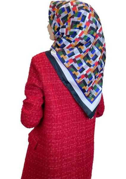 Shecarf Quare Rayon Eşarp - Desenli Avangard Eşarp - Dijital Baskı - Kadın Tesettür 01102