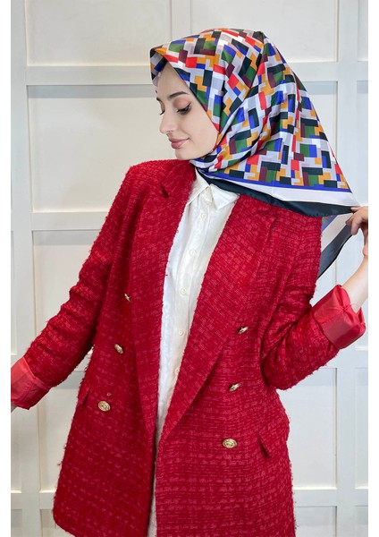 Shecarf Quare Rayon Eşarp - Desenli Avangard Eşarp - Dijital Baskı - Kadın Tesettür 01102 modelleri
