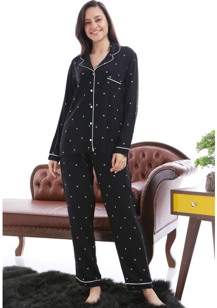 1353-03 Likapa Yıldız Kadın Uzun Kol Pijama Takım