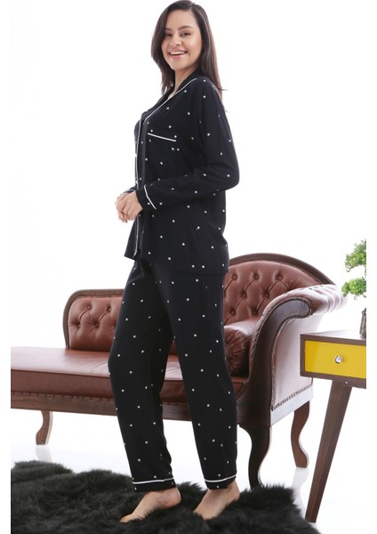 1353-03 Likapa Yıldız Kadın Uzun Kol Pijama Takım