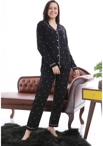 1353-03 Likapa Yıldız Kadın Uzun Kol Pijama Takım