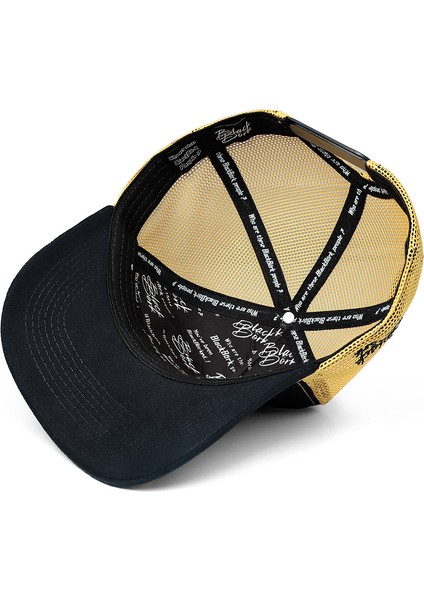 V1 Trucker Keep Pushing - 1 Kod Logolu Unisex Lacivert-Sarı Şapka