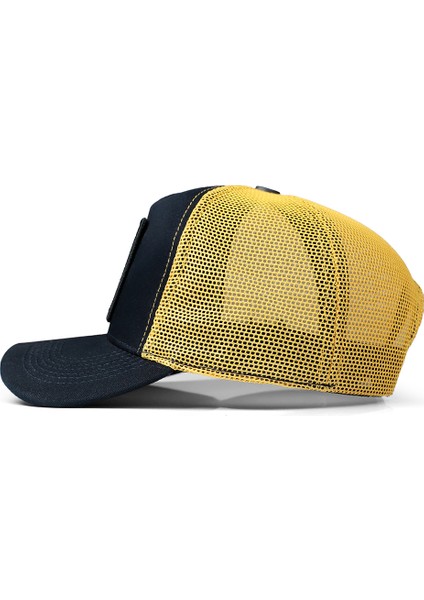 V1 Trucker Keep Pushing - 1 Kod Logolu Unisex Lacivert-Sarı Şapka