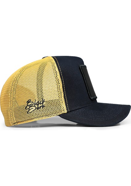 V1 Trucker Panter - 4bs Kod Logolu Unisex Lacivert-Sarı Şapka