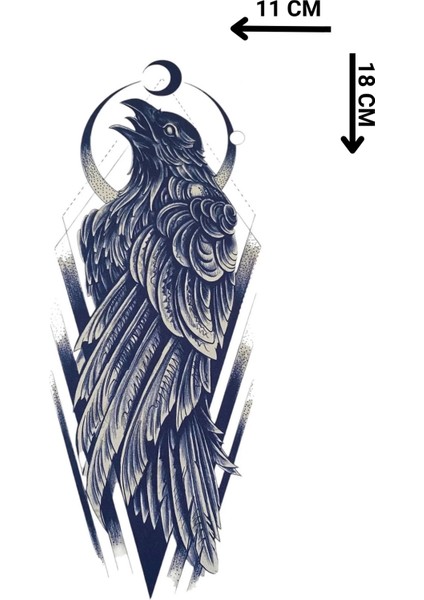 30 Gün Kalıcı Karga Figürlü 12 Saat Sonra Kararan Geçici Dövme Tattoo
