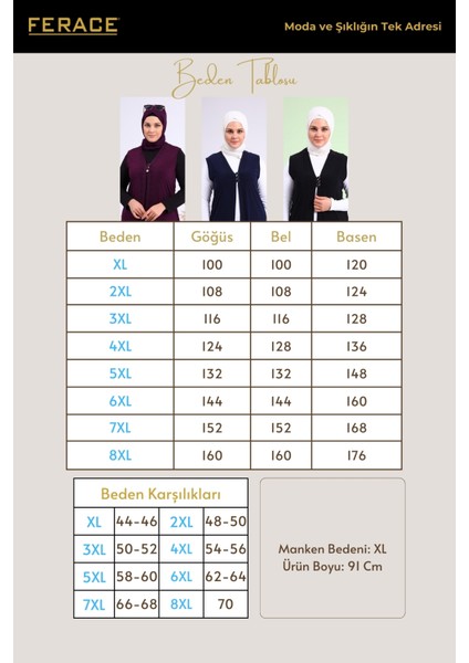 Kadın Büyük Beden Üç Düğmeli Likralı Yelek