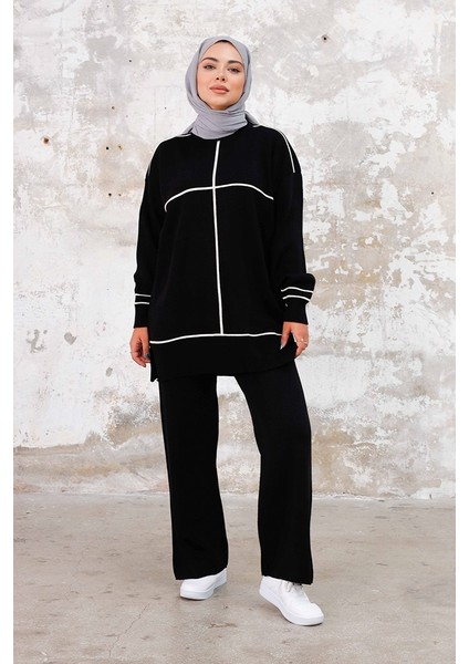 Nurel Tunik Pantolon Ikili Triko Takım 1238 - Siyah