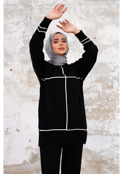 Nurel Tunik Pantolon Ikili Triko Takım 1238 - Siyah