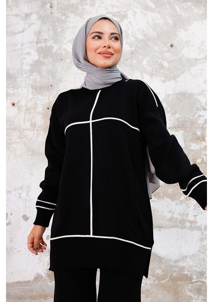 Nurel Tunik Pantolon Ikili Triko Takım 1238 - Siyah