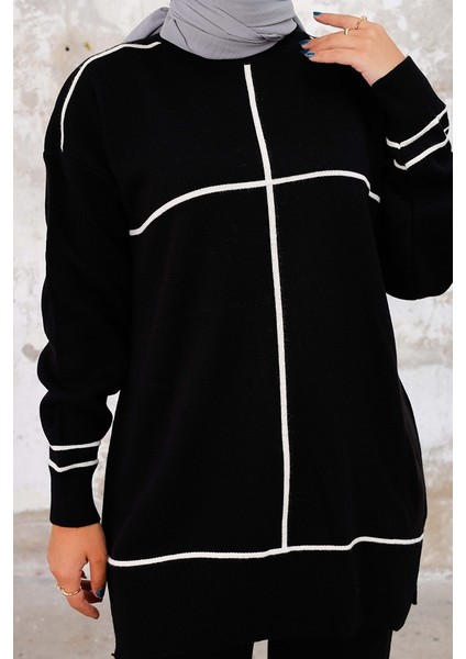 Nurel Tunik Pantolon Ikili Triko Takım 1238 - Siyah