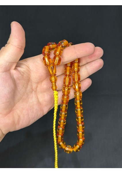 Sıkma Kehribar Tesbih Büyük Boy Sarı Renk 11MM x 13MM T-519 fiyatları