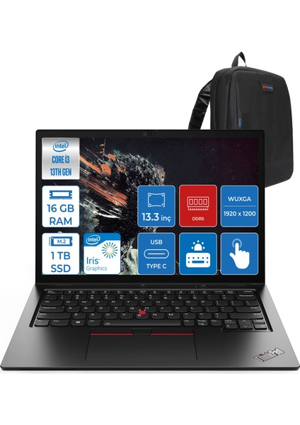 Thinkpad L13 Yoga Intel Core Vpro I5-1345U 16GB 1tb 13.3" Wuxga Freedos Dokunmatik Bilgisayar L21FKS0CX0F2 + Zettaçanta