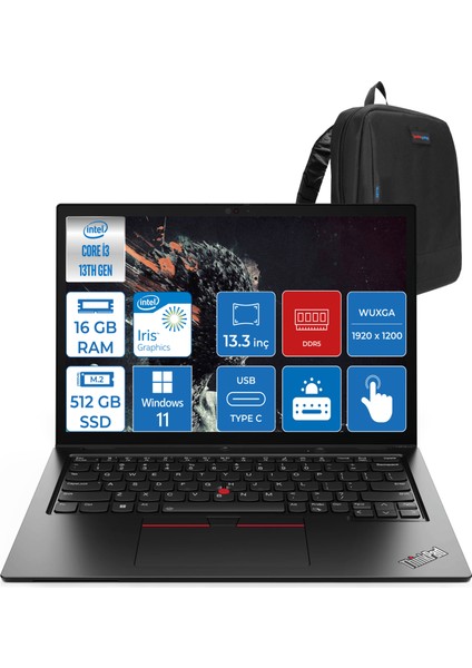 Thinkpad L13 Yoga Intel Core Vpro I5-1345U 16GB 512GB 13.3" Wuxga Windows 11 Pro Dokunmatik Bilgisayar L21FKS0CX0P1 + Zettaçanta