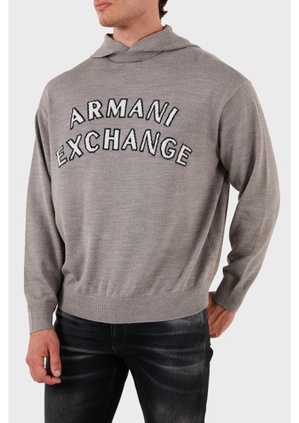 Armani Exchange Pamuk ve Yün Karışımlı Regular Fit Kapüşonlu Kazak Erkek Kazak 6DZM2Y ZM4NZ 17AC