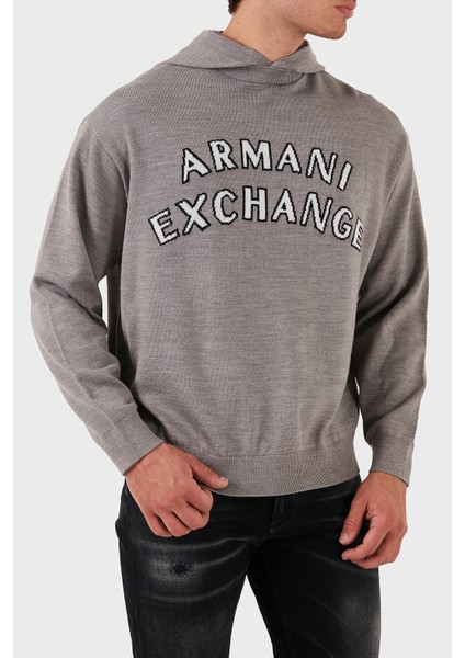 Armani Exchange Pamuk ve Yün Karışımlı Regular Fit Kapüşonlu Kazak Erkek Kazak 6DZM2Y ZM4NZ 17AC