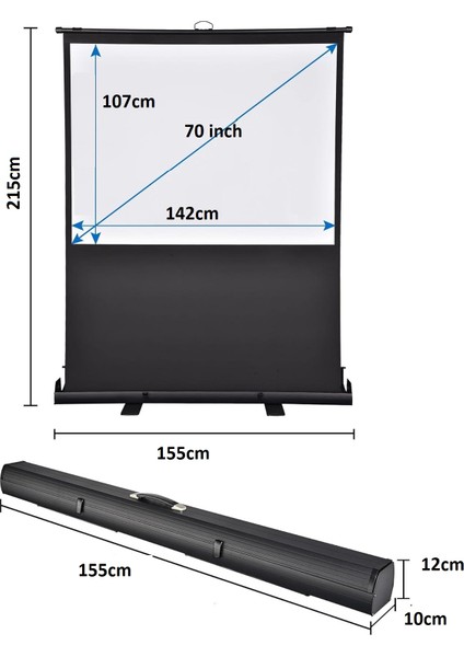 142X107CM Taşınabilir Portatif Pull Up Floor Projeksiyon Perdesi F70