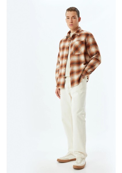 5Wam60023Hw 2C0 Turuncu Ekose Erkek Akrılık Dokuma Uzun Kollu Gomlek fiyatları