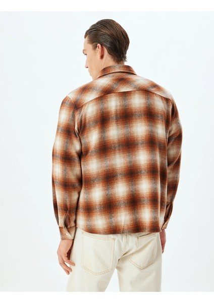 5Wam60023Hw 2C0 Turuncu Ekose Erkek Akrılık Dokuma Uzun Kollu Gomlek fırsatları