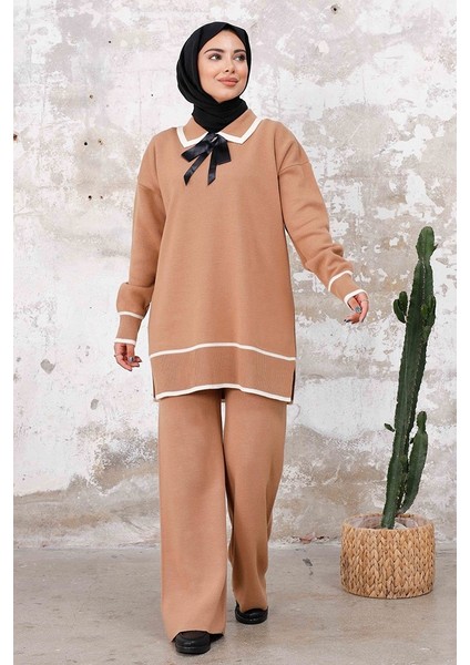 Karyel Tunik Pantolon Ikili Triko Takım 1230 - Vizon