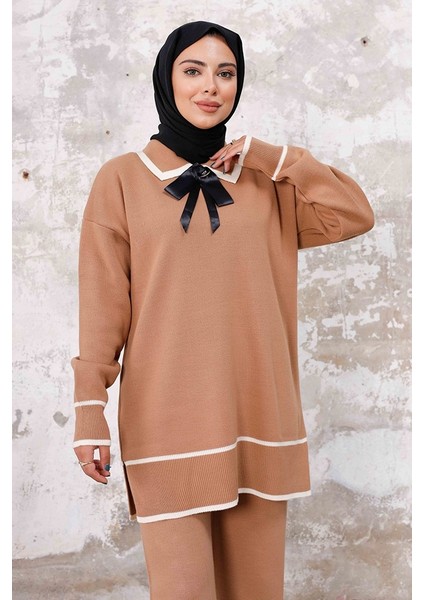 Karyel Tunik Pantolon Ikili Triko Takım 1230 - Vizon