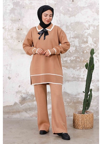 Karyel Tunik Pantolon Ikili Triko Takım 1230 - Vizon