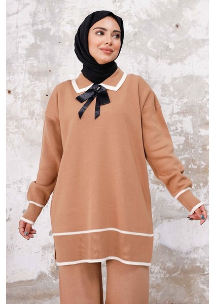Karyel Tunik Pantolon Ikili Triko Takım 1230 - Vizon