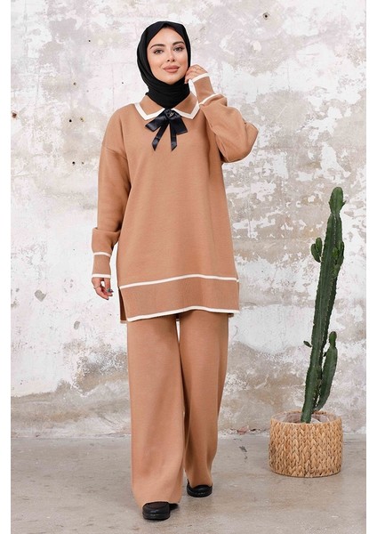 Karyel Tunik Pantolon Ikili Triko Takım 1230 - Vizon