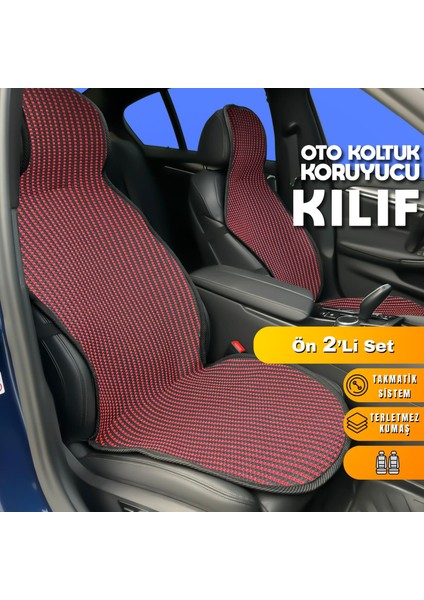 Mercedes W124 Uyumlu Koltuk Kılıfı Minder Çizgili Siyah Kırmızı 2+1 Ön Arka Set