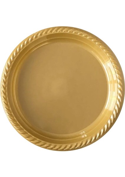 Kullan At Altın Renkli Parti Davet Plastik Tabak - 22 cm . - 25 Adetlik 3 Paket