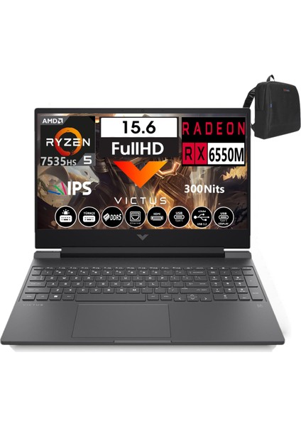 Victus 15-FB2028NT Amd R5 7535HS 48GB Ddr5 2tb SSD 4GB/RX6550M WINDOWS11PRO 15.6" 144 Hz Fhd IPS Taşınabilir Bilgisayar WA44MJEA51+WEBLEGELSINÇANTA