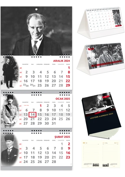 Sticker Art 2025 Atatürk Gemici Takvimi + Atatürk Piramit Takvimi + Atatürk Ajandası Set