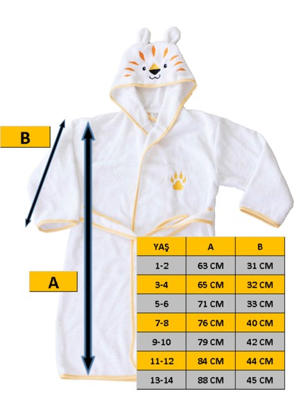 Kapüşonlu Çocuk Bornozu,pamuklu,kulaklı,hayvan Figürlü-Kaplan fırsatları