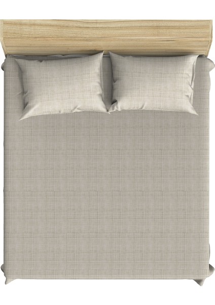 Pamuklu Kırçıl Efektli Bej 100X200+50X70 Polycotton Tek Kişilik Lastikli Çarşaf Seti