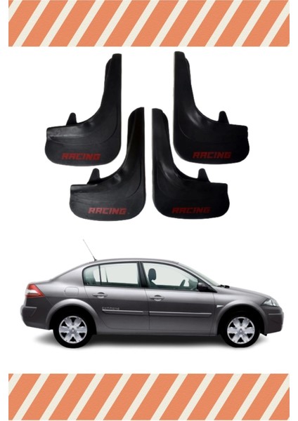 Renault Megane 2 Sd 2004-2010 Racing Yazılı 4'lü Tozluk Çamurluk Paçalık